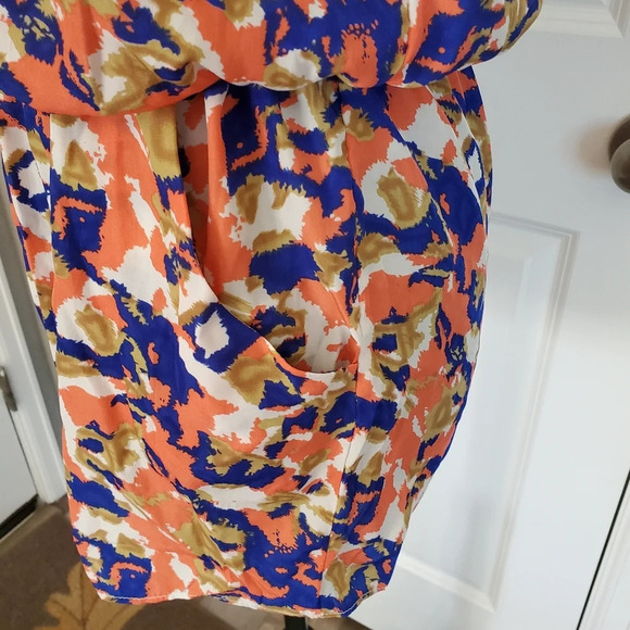 Papaya Women's Graphic Print Coral Blue Cream Strapless Romper Size Small - Picture 11 of 16